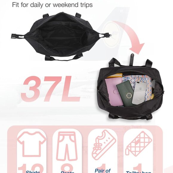 Weekender Bags for Women, Travel Duffel Bags with Shoe Compartment,Personal Item - Picture 6 of 7